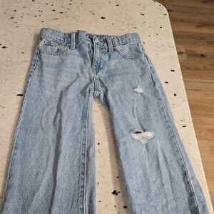Old Navy Light Blue Distressed Baggy Leg Jeans Girls Size 8